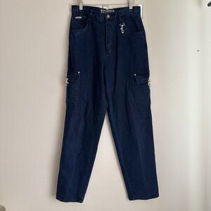 Pure Gear Cargo Jeans Mens 29 Dark Wash Blue Vintage 90s Baggy Utility Denim